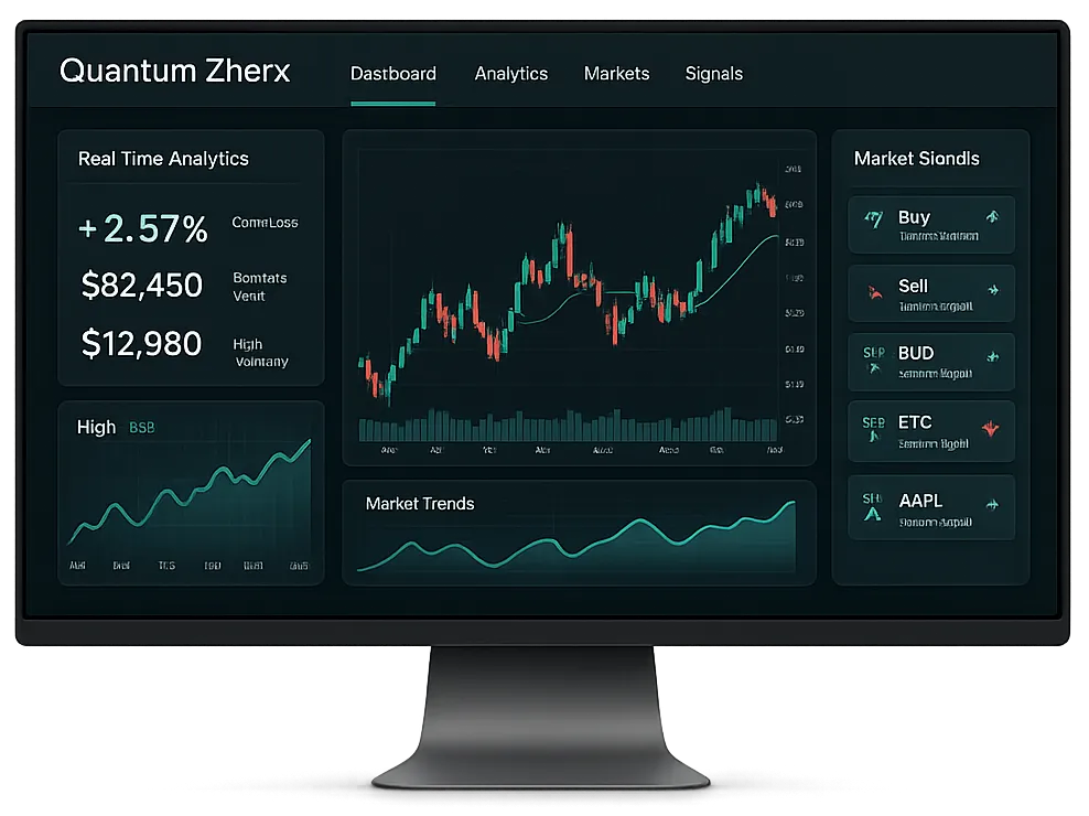 Quantum Zherx dashboard with real-time analytics and market signals